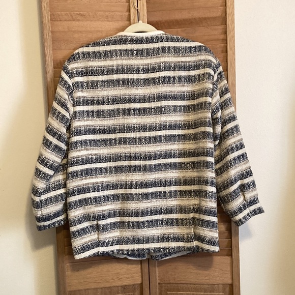 H&M Womens size 4 Textured Weave striped boucle Jacket lined zip up NWT - Picture 9 of 10